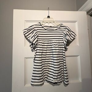Crewcuts Black and White Striped Kids Blouse